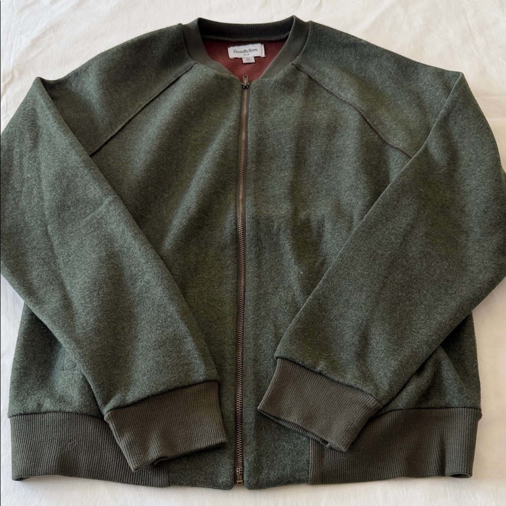 Goodfellow & Co Men's Olive Zip-Up Bomber Sweater